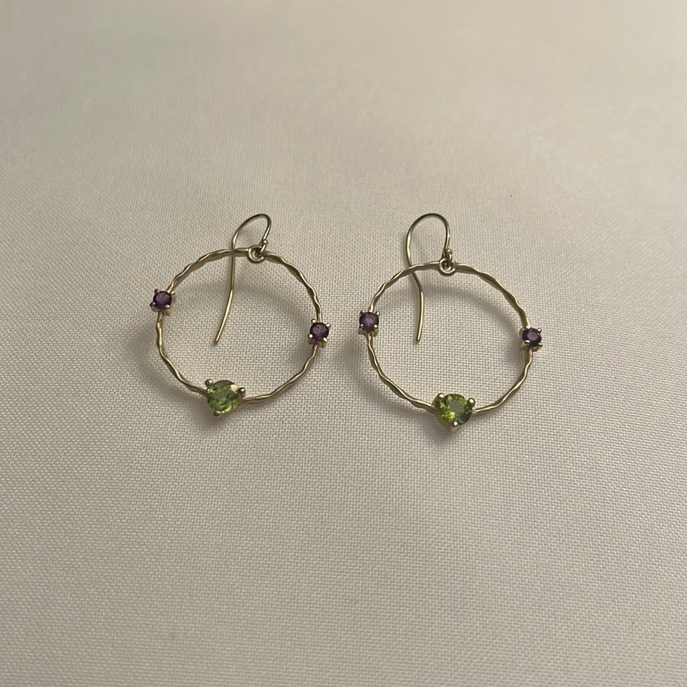 14K Amethyst and Peridot Earrings